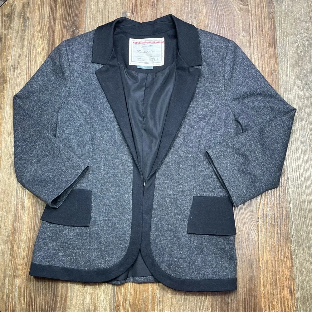 Anthropologie Cartonnier Gray Blazer Jacket Size 8 - Picture 1 of 11